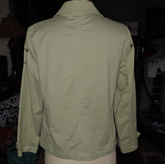 CHICO'S Green Beaded Utility Jacket - Picture 4 of 7